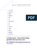 AAI Placement - General Knowledge Questions From Previous Years