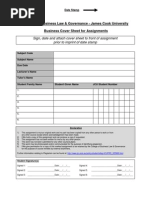 College of Business Law & Governance - James Cook University Business Cover Sheet For Assignments