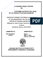 Customer Satisfaction Level of Lic Products