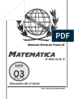Equação Do 2º Grau - 9º Ano - Colégio Pedro II