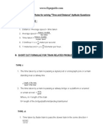 Aptitude Shortcuts in PDF Time and Distance