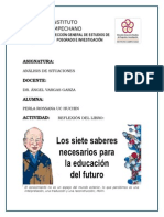 Reflexión Los 7 Saberes Necesarios para La Educación Del Futuro