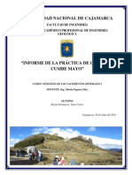 Informe de Salida A Campo de Yacimientos Minerales I