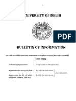 University of Delhi: On - Line Registration For Admission To Post Graduate/Master'S Courses