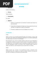 Ejemplo de Informe en Auditoria Administrativa