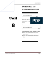 BA201 Engineering Mathematic UNIT8 - Cramer's Rule and Inverse Matrix Method