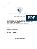 Metodología de Estudio de Preferencias Declaradas y Reveladas para La Implementación Del Sistema de Bicicleta Pública en Una Ciudad