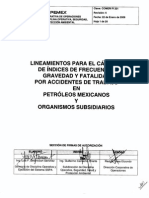 Liniamientos para El Calculo de Indices de Accidentalidad PEMEX