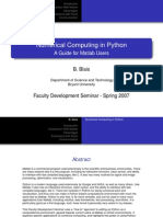 Numerical Computing in Python: A Guide For Matlab Users