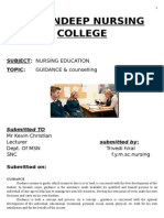 Sumandeep Nursing College: Subject: Nursing Education TOPIC: GUIDANCE & Counselling