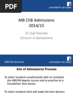 MBCHB Admissions 2014 15