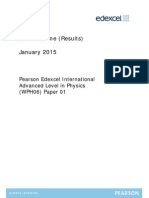 Mark Scheme (Results) January 2015: Pearson Edexcel International Advanced Level in Physics (WPH06) Paper 01