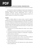 PROYECTO EDUCATIVO INTEGRAL COMUNITARIO (PEIC) Proyecto Educativo Integral Comunitario