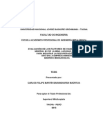 Evaluación de Los Factores de Cianuración Del Mineral M1 de La Mina Lagunas Norte para Mejorar La Recuperación de Oro en Barrick (Tesis)