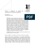 Hyland - Postura y Afiliación Un Modelo de Interacción en El Discurso Académico