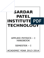 Sardar Patel Institute of Technology: Applied Physics - I Handbook Semester - I ACADEMIC YEAR 2013-2014