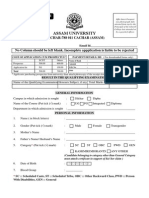 Assam University Application Form 2015