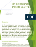 Gestión de Recursos Humanos de La MYPE