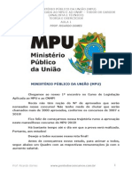 Legislação Aplicada Ao Mpu e Ao CNMP