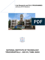 ADMISSION TO M.S. (By Research) and Ph.D. PROGRAMMES: (January 2015 Session)