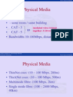 Physical Media: - Cables: - Same Room / Same Building - Cat - 3 - Cat - 5 - Bandwidths 10-100Mbps, Distance 100m