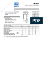 NPN Small Signal Transistor: TO-92 Dim Min Max A B C D E G H All Dimensions in MM