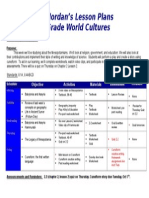 Mrs. Jordan's Lesson Plans 7 Grade World Cultures: Objective Activities Materials