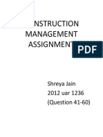 Construction Management Assignment: - Shreya Jain - 2012 Uar 1236 - (Question 41-60)