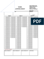 TOEFL Answer Sheet 22