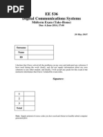 EE 536 Digital Communications Systems: Midterm Exam (Take-Home)