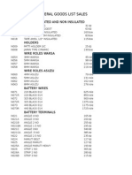 General Goods List Sales: Tapes Insulated and Non Insulated