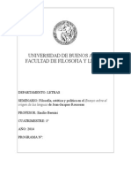 Filosofía, Estética y Política en El Ensayo Sobre El Origen de Las Lenguas de Jean-Jacques Rousseau