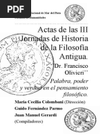 Actas de Las III Jornadas de Historia de La Filosofía Antigua