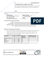 Excel Pre Course Questionnaire