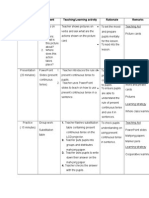 Stage/Time Content Teaching/Learning Activity Rationale Remarks