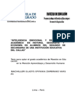 2011 Zambrano Inteligencia Emocional y Rendimiento Académico en Historia Geografía y Economía en Alumnos de Segundo de Secundaria de Una Insti