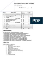 Manufacturing Technology - I Syllabus: Topic Analysis