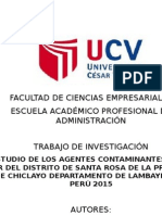 Estudio de Los Agentes Contaminantes en El Mar Del Distrito de Santa Rosa de La Provincia de Chiclayo Departamento de Lambayeque - Perú 2015