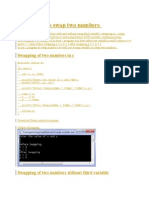 C Program To Swap Two Numbers