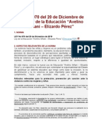 Ley No 070 Del 20 de Diciembre de 2010ley de La Educación