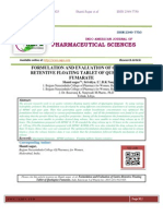 FORMULATION AND EVALUATION OF GASTRO-RETENTIVE FLOATING TABLET OF QUETIAPINE FUMARATE Shanti Sagar, Srividya. L, B.K Nanjawade