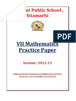 VII Mathematics C.B.S.E. Practice Paper