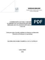 2012 Alva Comprensión Lectora y Rendimiento Académico en Alumnos de Segundo Grado de Primaria de Una Institución Educativa Del Callao