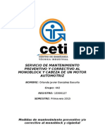 Servicio de Mantenimiento Preventivo y Correctivo Al Monoblock y Cabeza de Un Motor Automotriz