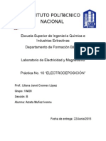 Practica No. 10 Electrodeposición