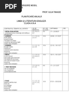 Liceul Teoretic Grigore Moisil Urziceni, Ialomita Prof. Iulia Tanase Planificare Anuală Limba Şi Literatura Engleză Clasa A Ix-A