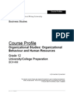 Course Profile: Organizational Studies: Organizational Behaviour and Human Resources