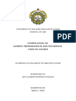 Compilation of Sample Memorandum and Pleadings Used in Courts