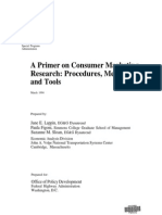 A Primer On Consumer Marketing Research: Procedures, Methods, and Tools