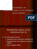 Presentation On Residential Status & Its Incidence On Tax Liability